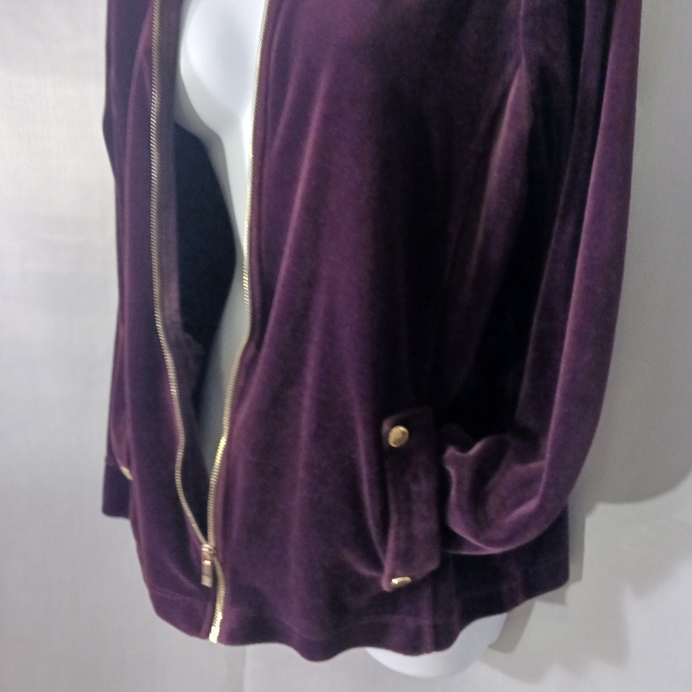 Jones New York Rich Violet Soft Jacket with Gold Zipper/Buttons & Pockets Sz XL - Picture 8 of 14